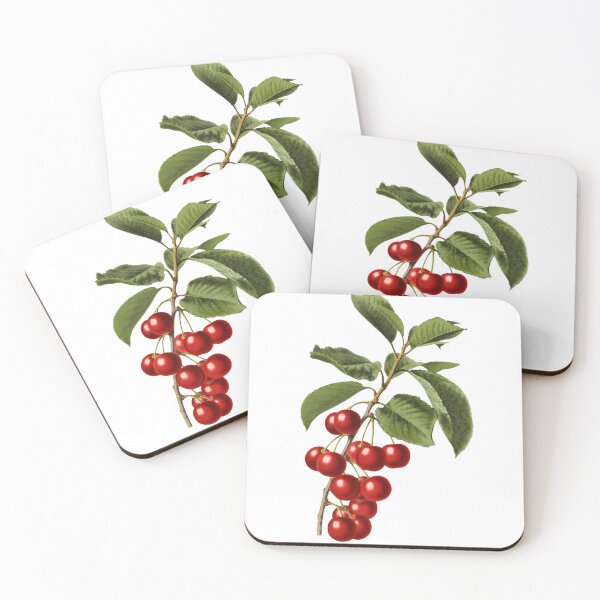 Item preview, Red Cherries With Green Leaves Art designed and sold by IrisAndIvy.