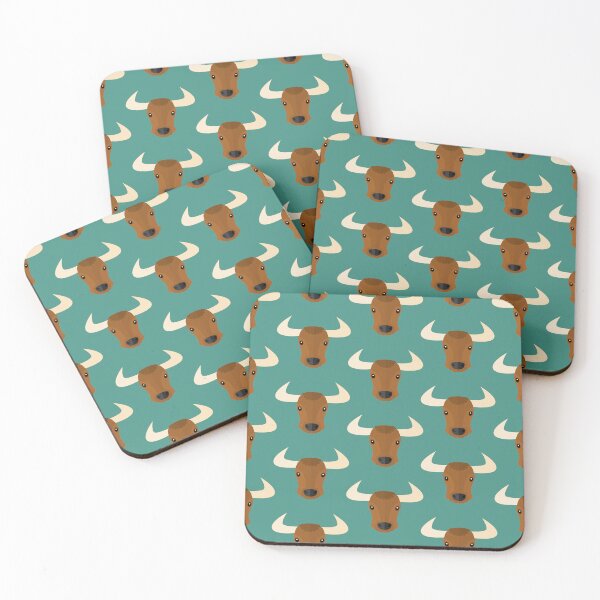 Item preview, Bulls' heads on blue designed and sold by reneesillus.