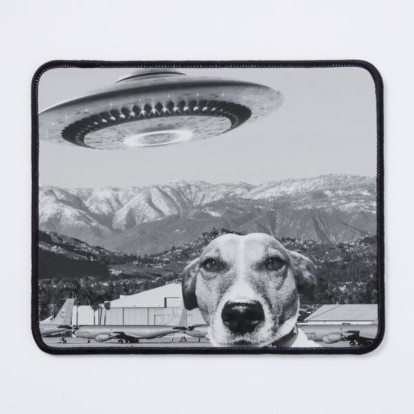 Item preview, Dog Selfie Alien Spaceship UFO Mountains Plane Military Base T-Shirt designed and sold by SunfullyYours.