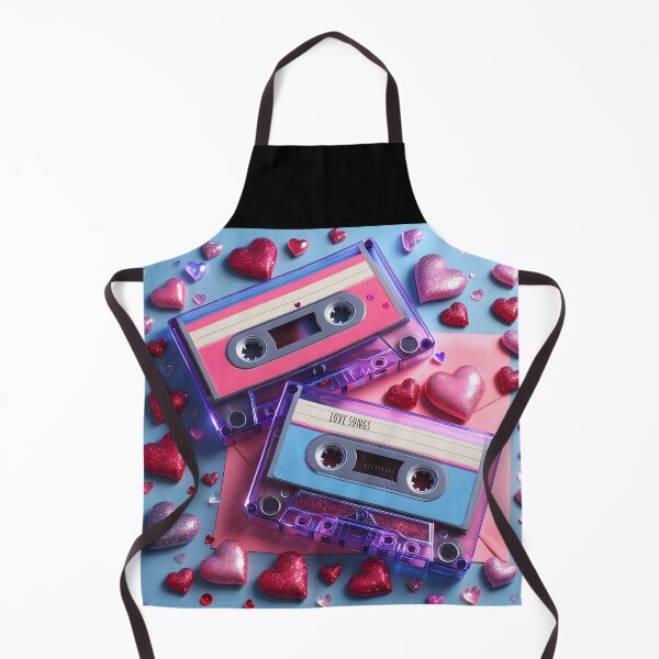 Item preview, Retro gift: Love songs cassette for Valentines days among sparkling hearts designed and sold by EmeraldeaArt.
