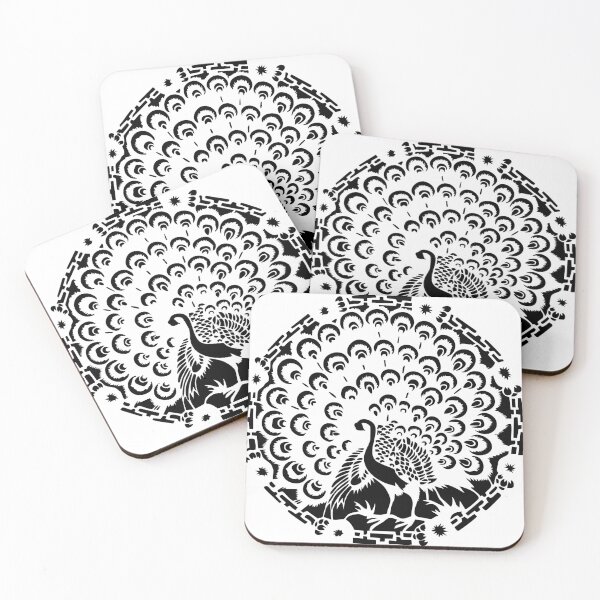 Item preview, Hand painted of Black Peacock Beautiful Chinese paper cutting art and designs designed and sold by Bspaces.