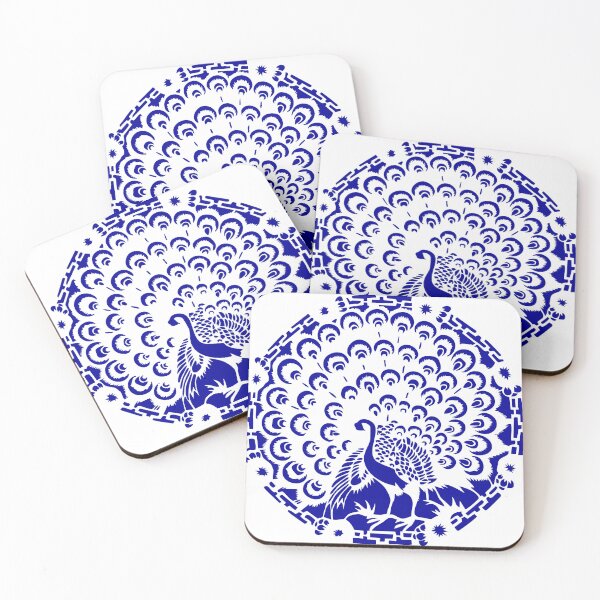 Item preview, Hand painted of Blue Peacock Beautiful Chinese paper cutting art and designs designed and sold by Bspaces.