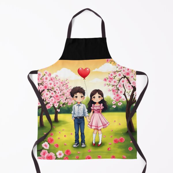 Item preview, First Date as teenagers lovely ANIME illustration under Sakura trees designed and sold by EmeraldeaArt.