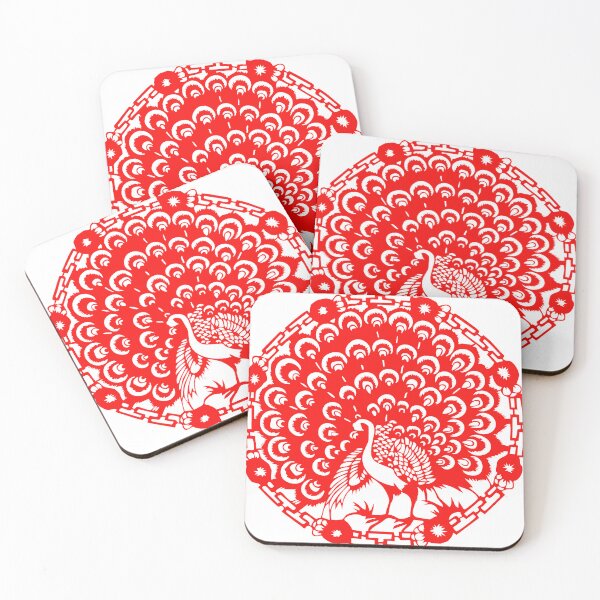 Item preview, Red Peacock Beautiful Chinese paper cutting art and designs designed and sold by Bspaces.