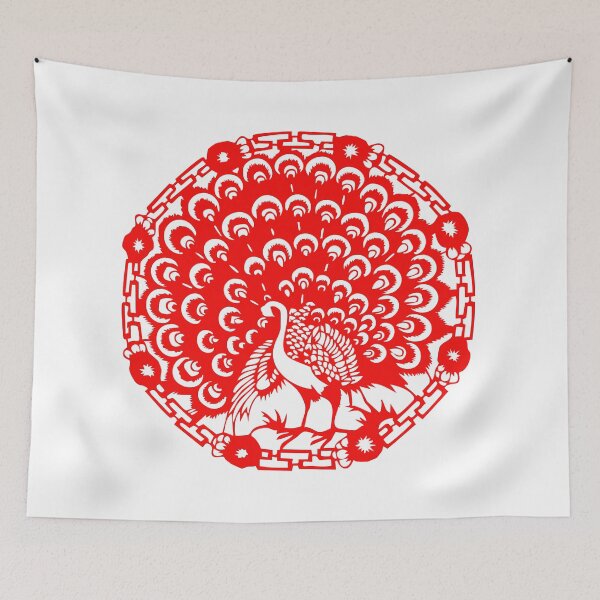 Item preview, Red Peacock Beautiful Chinese paper cutting art and designs designed and sold by Bspaces.