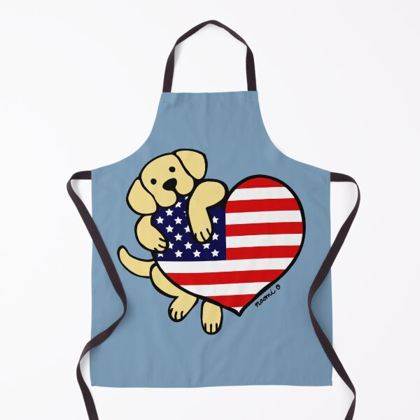 Item preview, Yellow Labrador Holding Stars and Stripes Heart designed and sold by HappyLabradors.