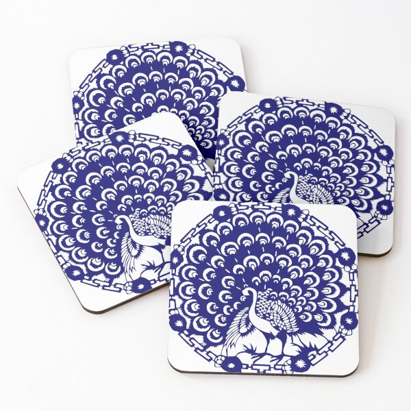 Item preview, hand painted of Blue peacock Beautiful Chinese paper cutting art and designs designed and sold by Bspaces.