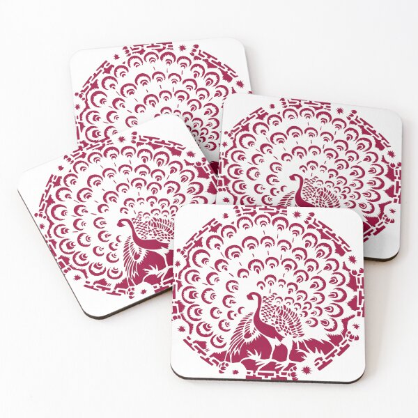 Item preview, Hand painted of Red peacock Beautiful Chinese paper cutting art and designs designed and sold by Bspaces.