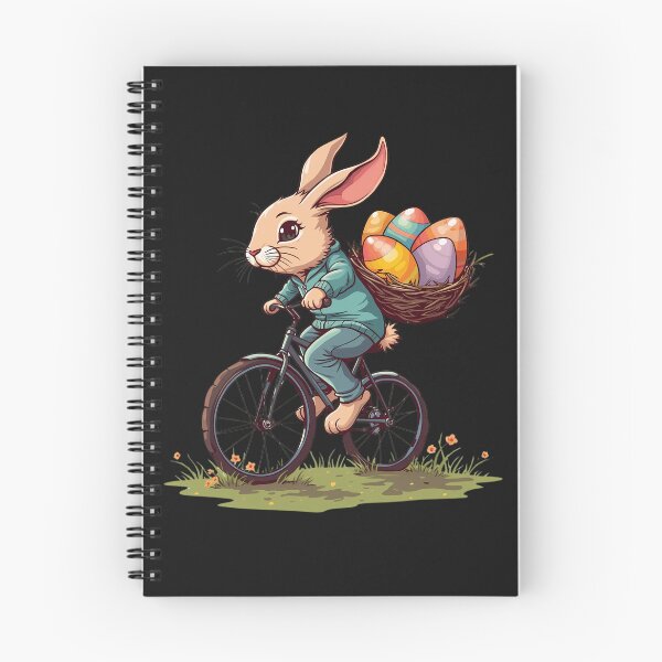 Aperçu de l'œuvre Lapin de Pâques à vélo avec un panier d'œufs créée et vendue par likeforcode.