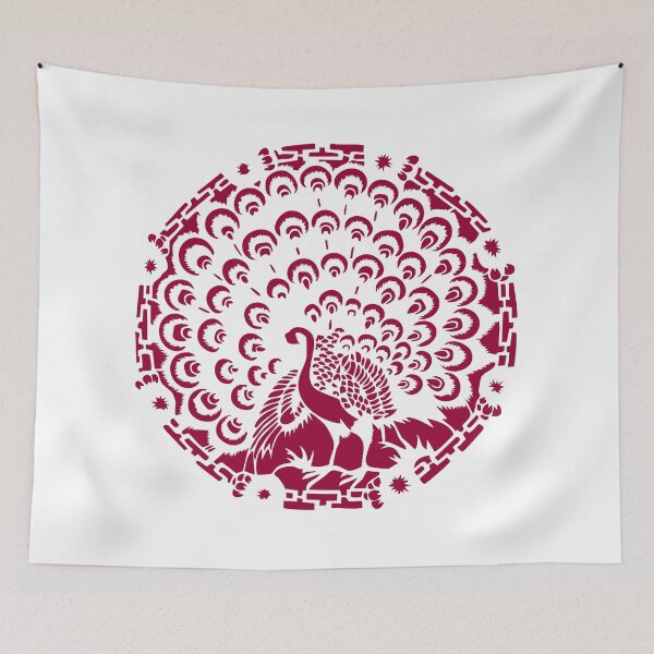 Item preview, Hand painted of Red peacock Beautiful Chinese paper cutting art and designs designed and sold by Bspaces.
