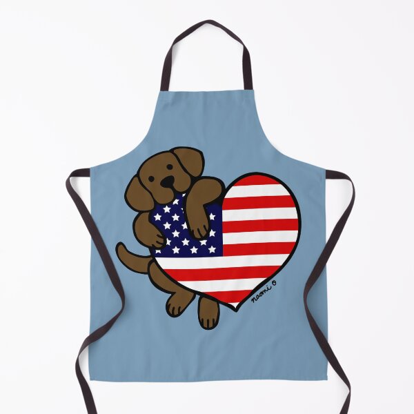 Item preview, Chocolate Labrador Holding Stars and Stripes Heart designed and sold by HappyLabradors.
