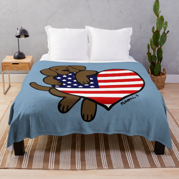 Item preview, Chocolate Labrador Holding Stars and Stripes Heart designed and sold by HappyLabradors.