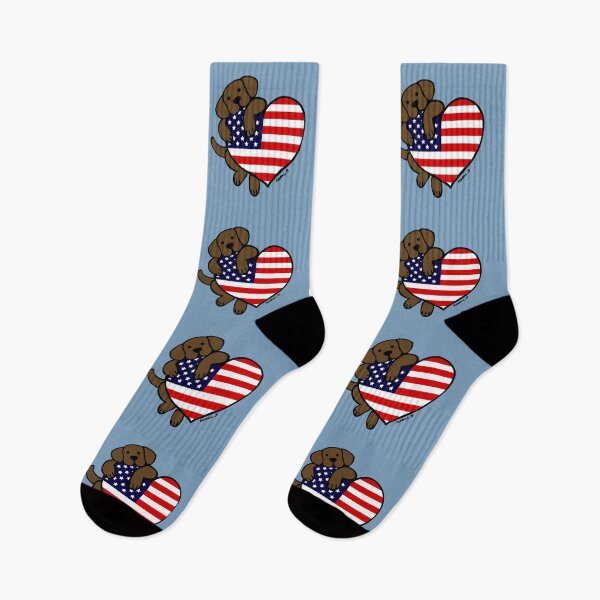 Item preview, Chocolate Labrador Holding Stars and Stripes Heart designed and sold by HappyLabradors.