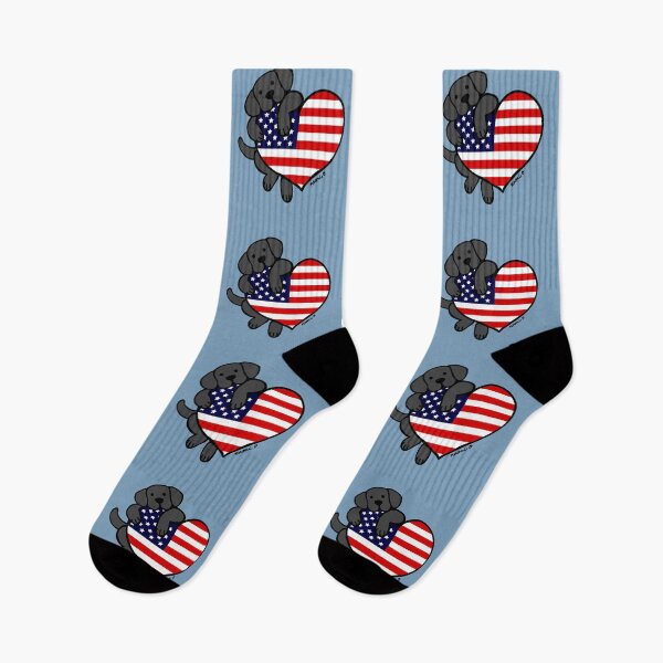 Item preview, Black Labrador Holding Stars and Stripes Heart designed and sold by HappyLabradors.