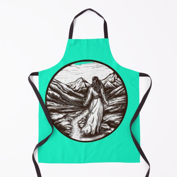 Item preview, Woman walking on a mountain path. Black and white, circular, round, Boho. designed and sold by CristalleLisa.