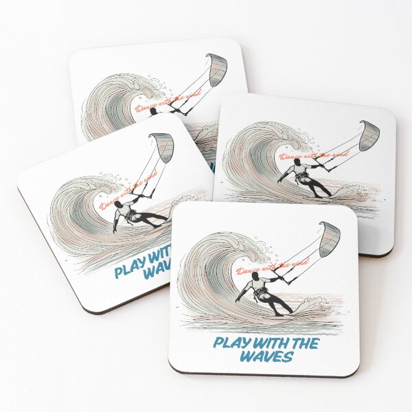 Item preview, Minimalist Kite Surfing Design, Wake Surfing, Surfing wave, Surfing Beach – Dance with the Waves designed and sold by Memorph.