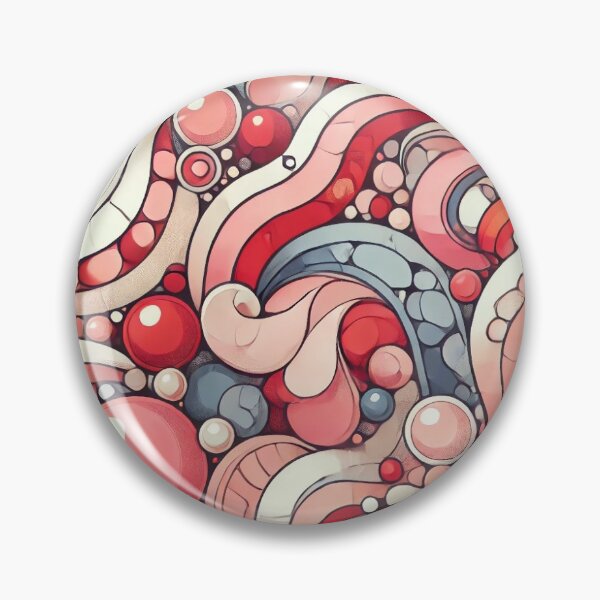 Aperçu de l'œuvre Abstract Bubble Flow - Vibrant Red, Blue & Pink Spheres with Curved Waves créée et vendue par LDArtWork.