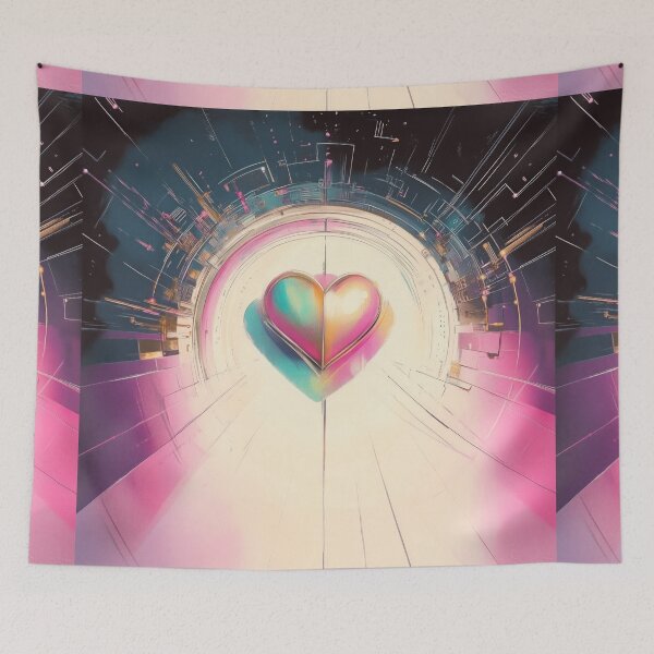 Item preview, Colorful Futuristic Heart Art | 3D Abstract Portal Design designed and sold by BlissxPals.