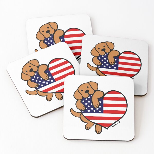 Item preview, Fox Red Labrador Holding Stars and Stripes Heart designed and sold by HappyLabradors.