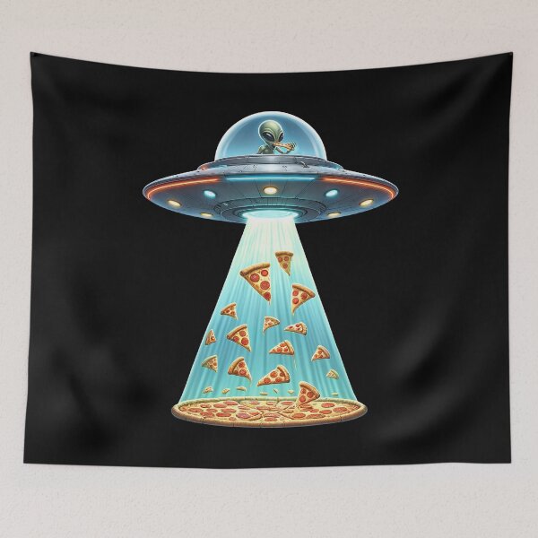 Item preview, UFO Alien Eating Pizza Lover Funny designed and sold by Kimberley King Art  King Art.