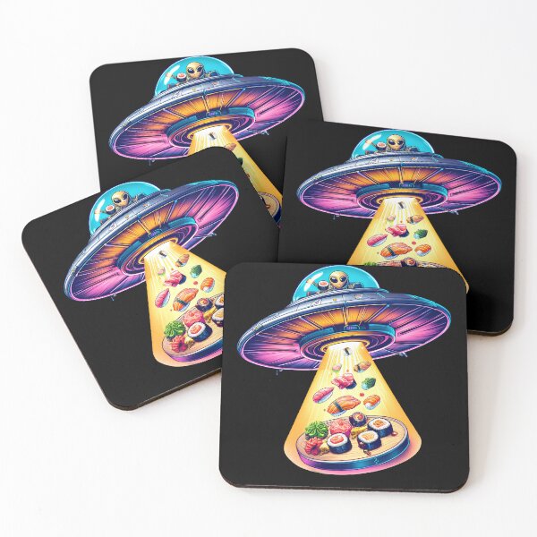 Item preview, UFO Alien Eating Sushi Sashimi Lover Funny designed and sold by Kimberley King Art  King Art.