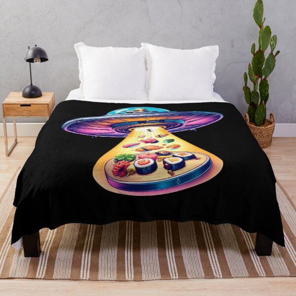 Item preview, UFO Alien Eating Sushi Sashimi Lover Funny designed and sold by Kimberley King Art King Art.