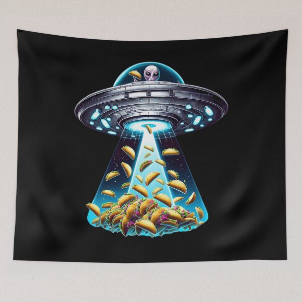 Item preview, UFO Alien Eating Tacos Taco Lover Funny designed and sold by Kimberley King Art  King Art.