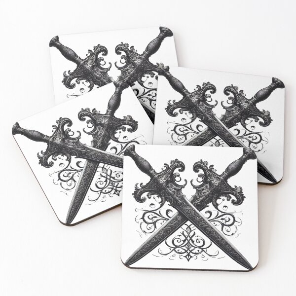 Item preview, Gothic ornate crossed swords, dark aesthetic. designed and sold by Eurem Art.