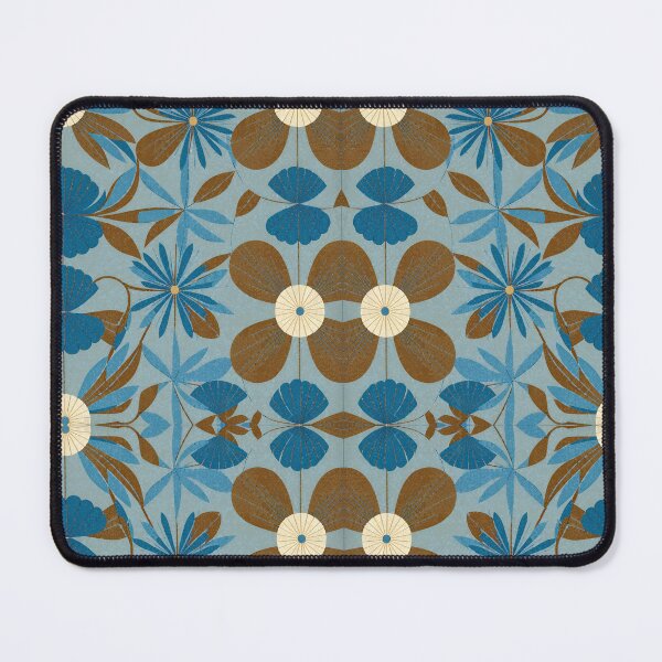 Item preview, Retro Blue and Brown Floral Pattern designed and sold by elizabethdancer.
