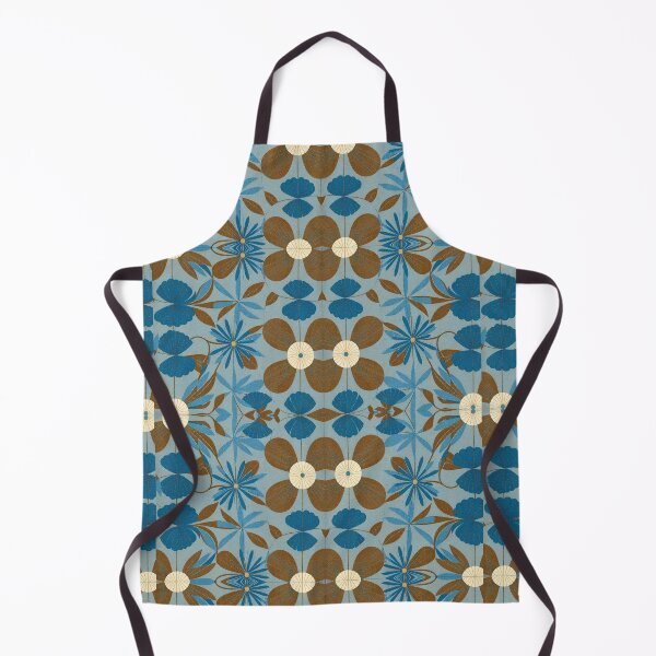 Item preview, Retro Blue and Brown Floral Pattern designed and sold by elizabethdancer.