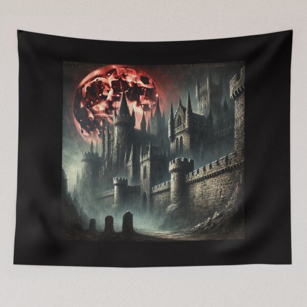 Item preview, Dark castle under a blood-red moon. designed and sold by Eurem Art.