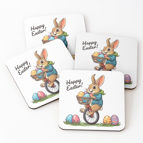 Item preview, Happy Easter Bunny on a Unicycle with basket of Eggs designed and sold by likeforcode.