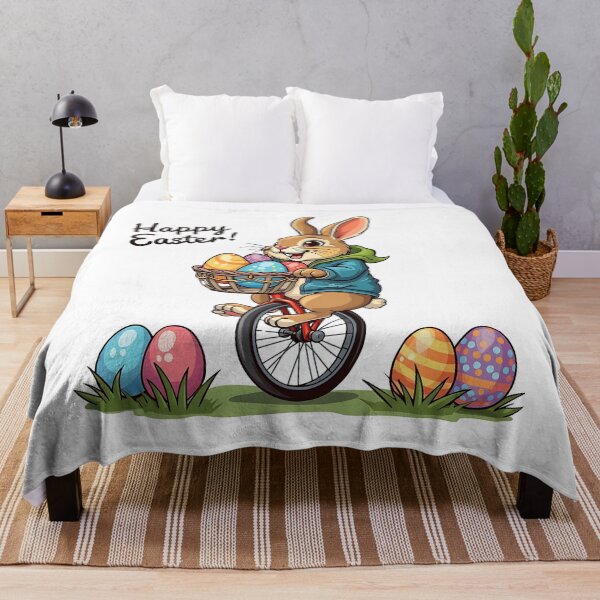 Item preview, Happy Easter Bunny on a Unicycle with basket of Eggs designed and sold by likeforcode.