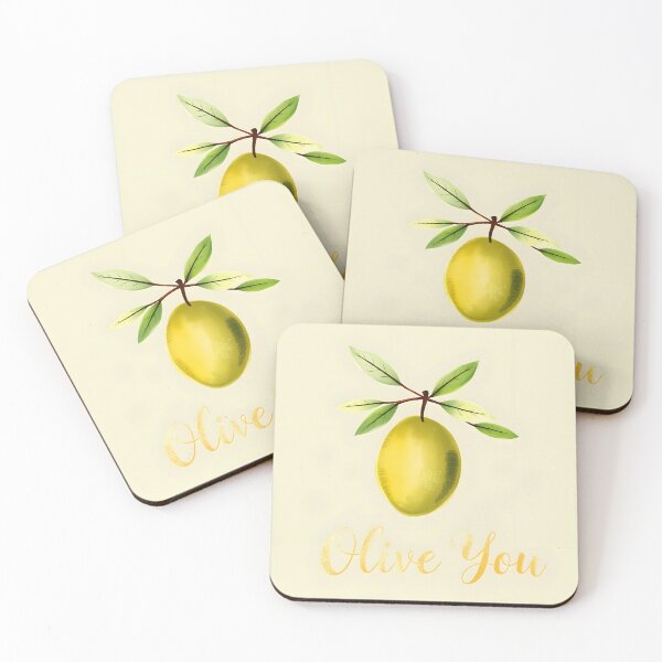 Item preview, Olive You - funny olive-love text letters pun with an aethestetic pastel olive illustration designed and sold by EmeraldeaArt.