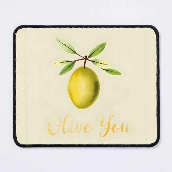 Item preview, Olive You - funny olive-love text letters pun with an aethestetic pastel olive illustration designed and sold by EmeraldeaArt.