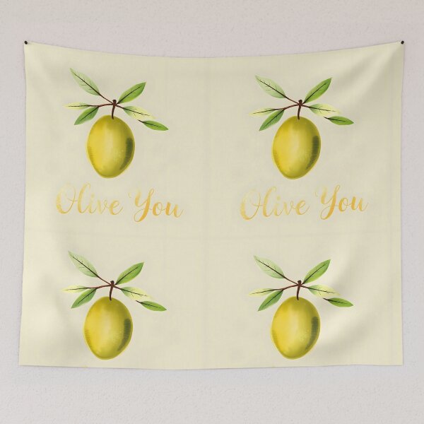 Item preview, Olive You - funny olive-love text letters pun with an aethestetic pastel olive illustration designed and sold by EmeraldeaArt.
