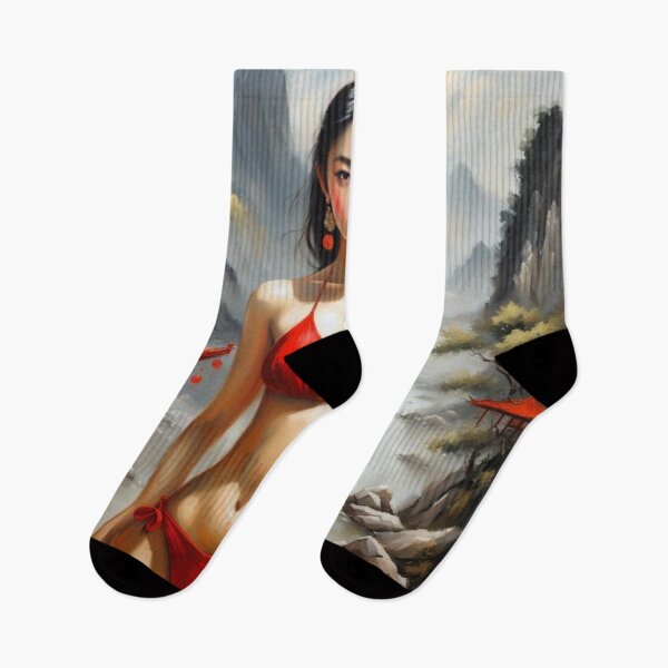 Item preview, Beautiful Chinese bikini girl by river designed and sold by JackFreestone.