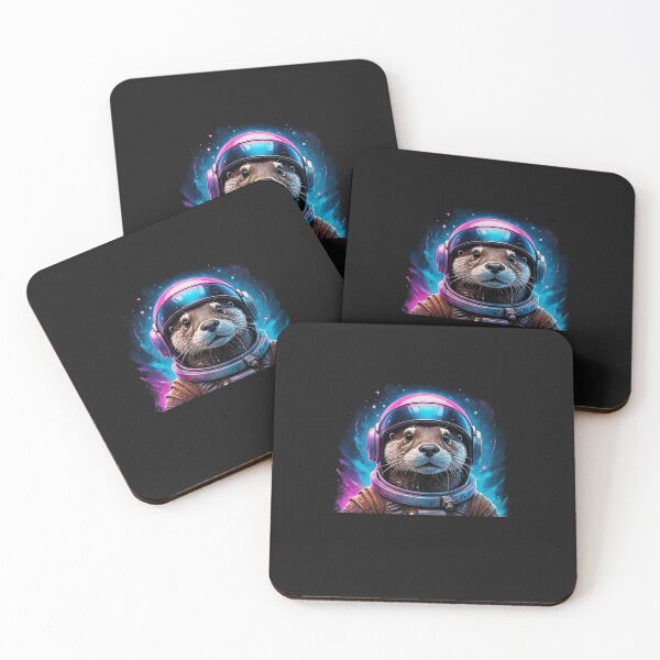 Item preview, Modern Trendy Funny Cute Otter Astronaut in Space Lightning rainbow neon designed and sold by SOUFIANE1991.