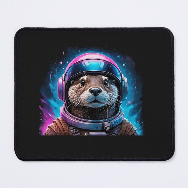 Item preview, Modern Trendy Funny Cute Otter Astronaut in Space Lightning rainbow neon designed and sold by SOUFIANE1991.