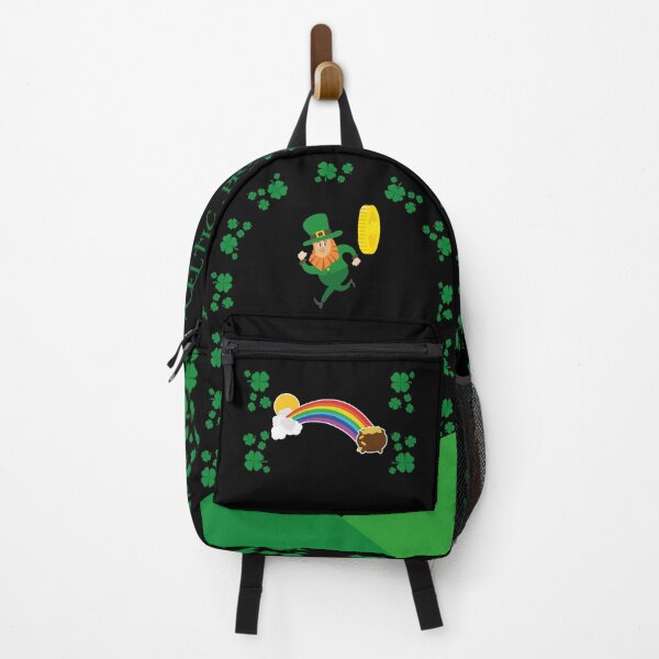 Item preview, St. Patrick's Day, funny leprechaun running in front of a pursuing gold coin, white circular text designed and sold by Martapp.