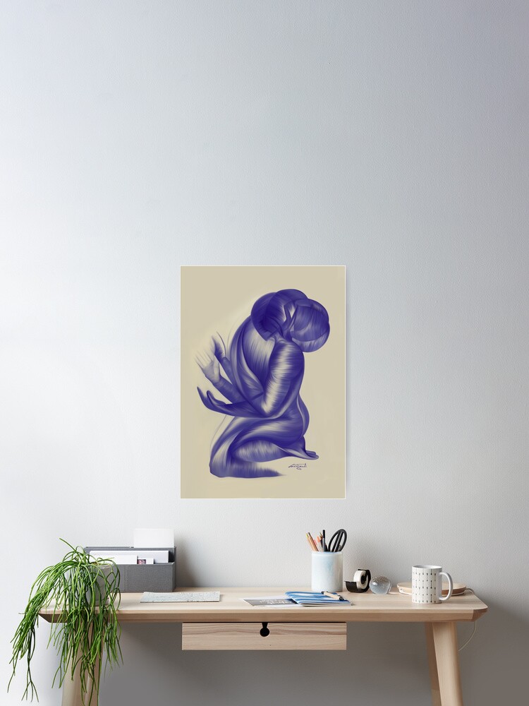 Thumbnail 1 of 3, Poster, Echoes in Indigo (Indigo) designed and sold by Larajtrad.