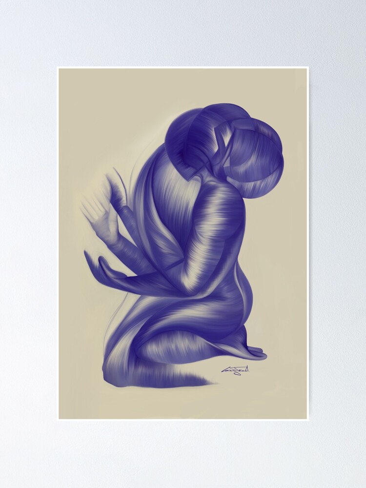 Thumbnail 2 of 3, Poster, Echoes in Indigo (Indigo) designed and sold by Larajtrad.