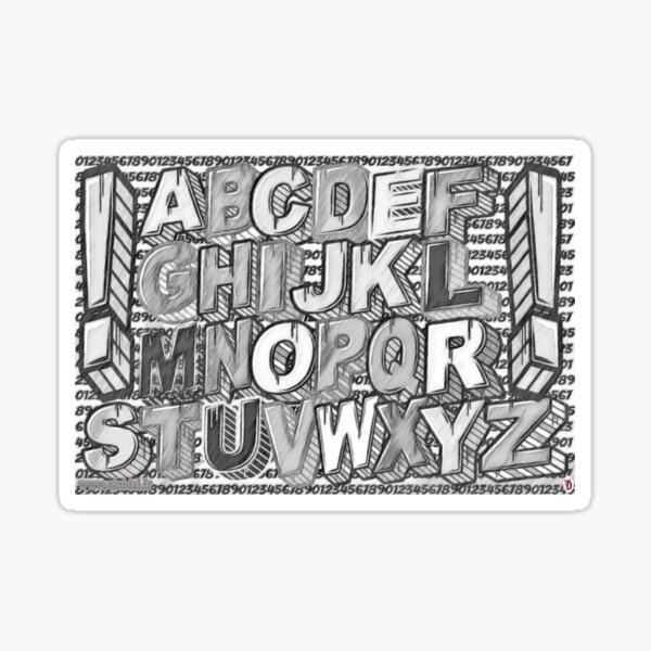 Aperçu de l'œuvre Alphabet. Modèle 2 noir et blanc. créée et vendue par Vinidal.