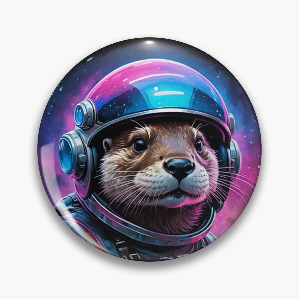 Item preview, Modern Trendy Funny Cute Otter Astronaut in Space Lightning rainbow neon designed and sold by SOUFIANE1991.