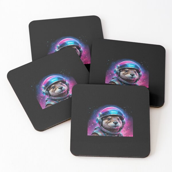 Item preview, Modern Trendy Funny Cute Otter Astronaut in Space Lightning rainbow neon designed and sold by SOUFIANE1991.