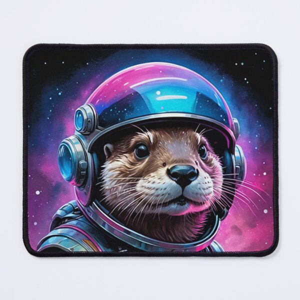Item preview, Modern Trendy Funny Cute Otter Astronaut in Space Lightning rainbow neon designed and sold by SOUFIANE1991.