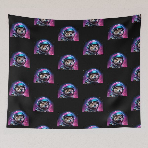 Item preview, Modern Trendy Funny Cute Otter Astronaut in Space Lightning rainbow neon designed and sold by SOUFIANE1991.