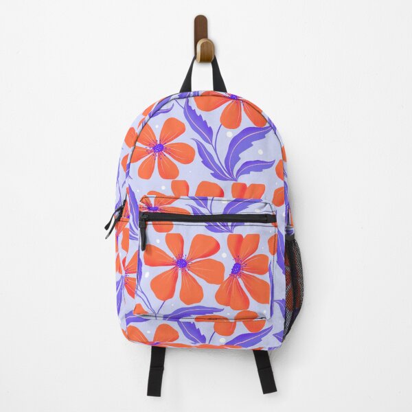 Item preview, Botanical Art. Modern Flowers Dancing. Floral Pattern in Orange and Lilac designed and sold by Sandra Brezina.