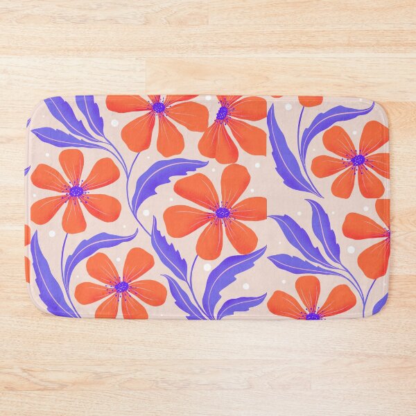 Item preview, Botanical Art. Modern Flowers Dancing. Floral Pattern in Orange and Lilac designed and sold by Sandra Brezina.