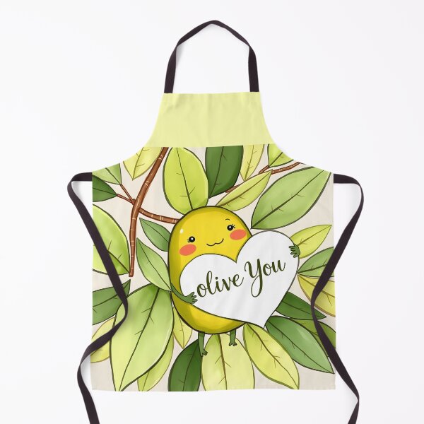 Item preview, Cute Olive You message - funny and adorable olive-love pun with a cartoon smiling olive character illustration designed and sold by EmeraldeaArt.